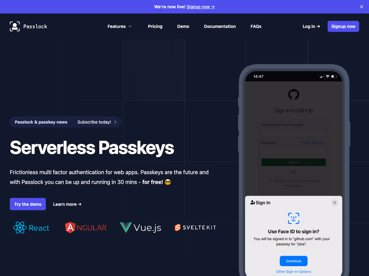 Screenshot of Auth starter app