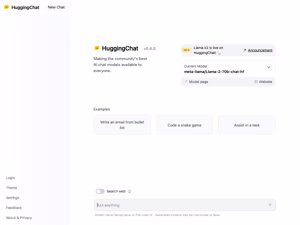 Screenshot of Chat UI