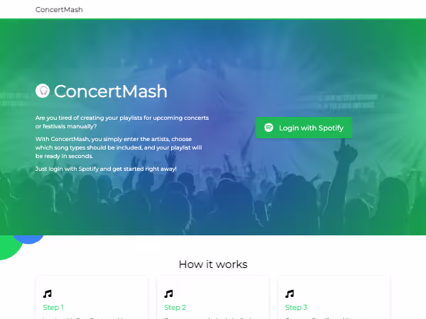 Screenshot of ConcertMash