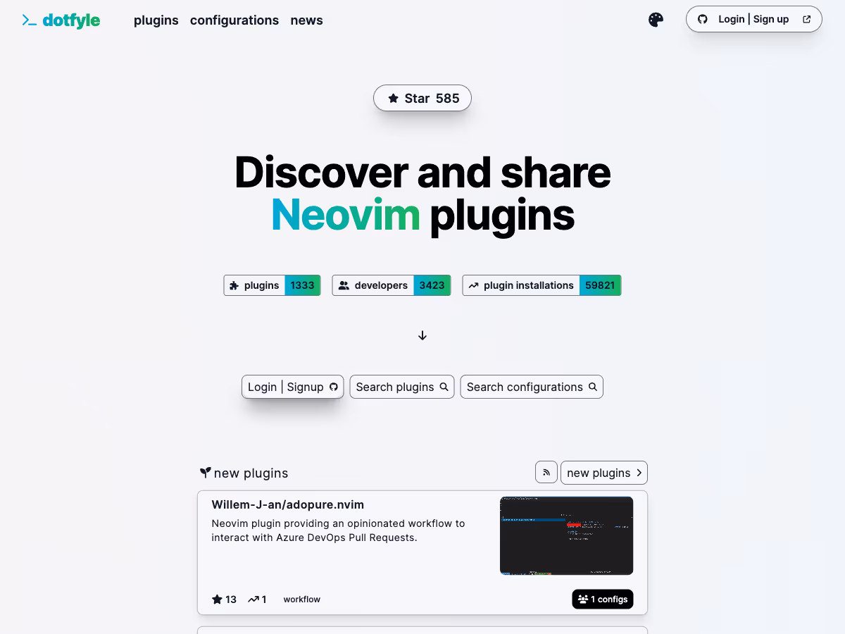 Screenshot of Dotfyle