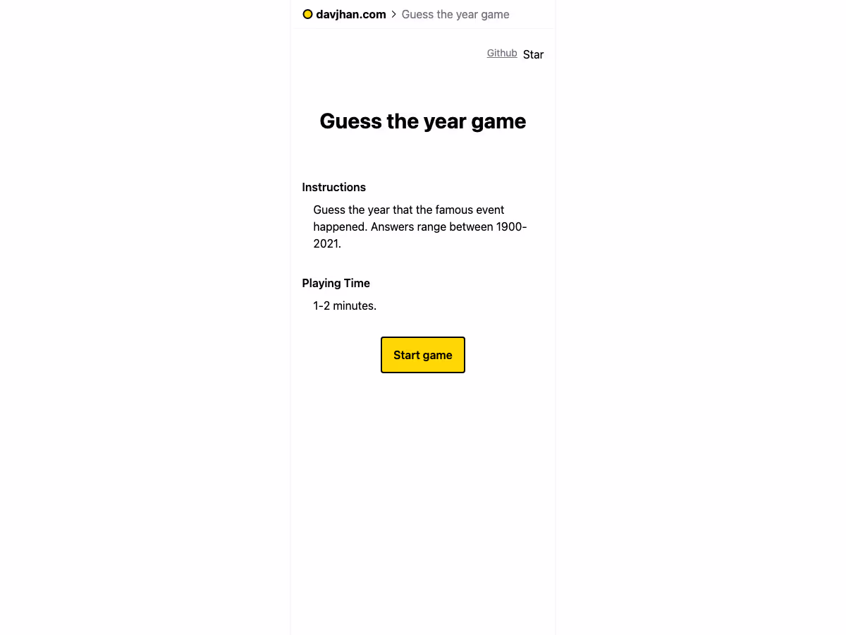 Screenshot of Guess The Year