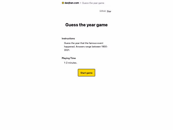 Screenshot of Guess The Year