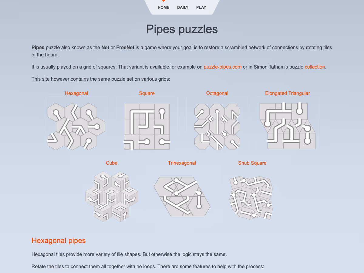 Screenshot of Hexapipes