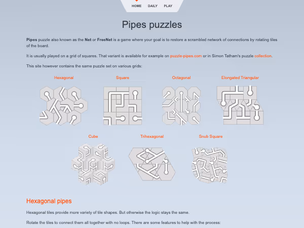 Screenshot of Hexapipes