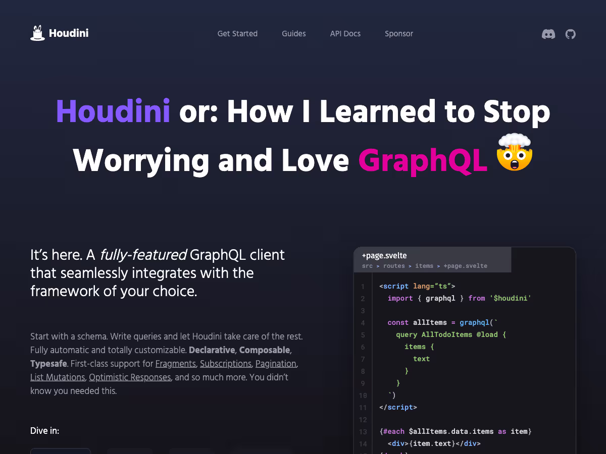 Screenshot of Houdini GraphQL