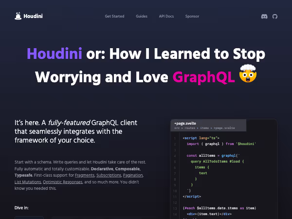 Screenshot of Houdini GraphQL
