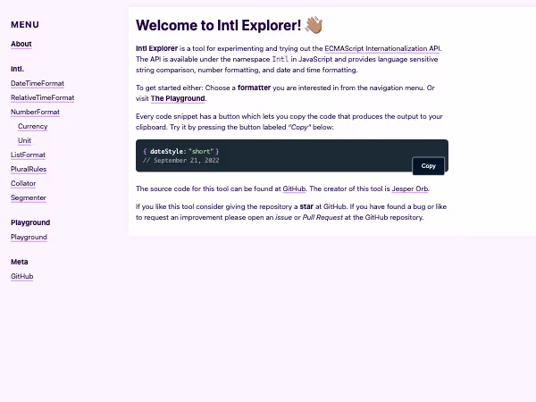 Screenshot of Intl Explorer
