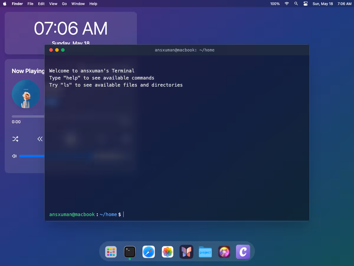 Screenshot of macOS-Themed Portfolio