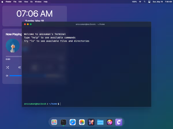 Screenshot of macOS-Themed Portfolio
