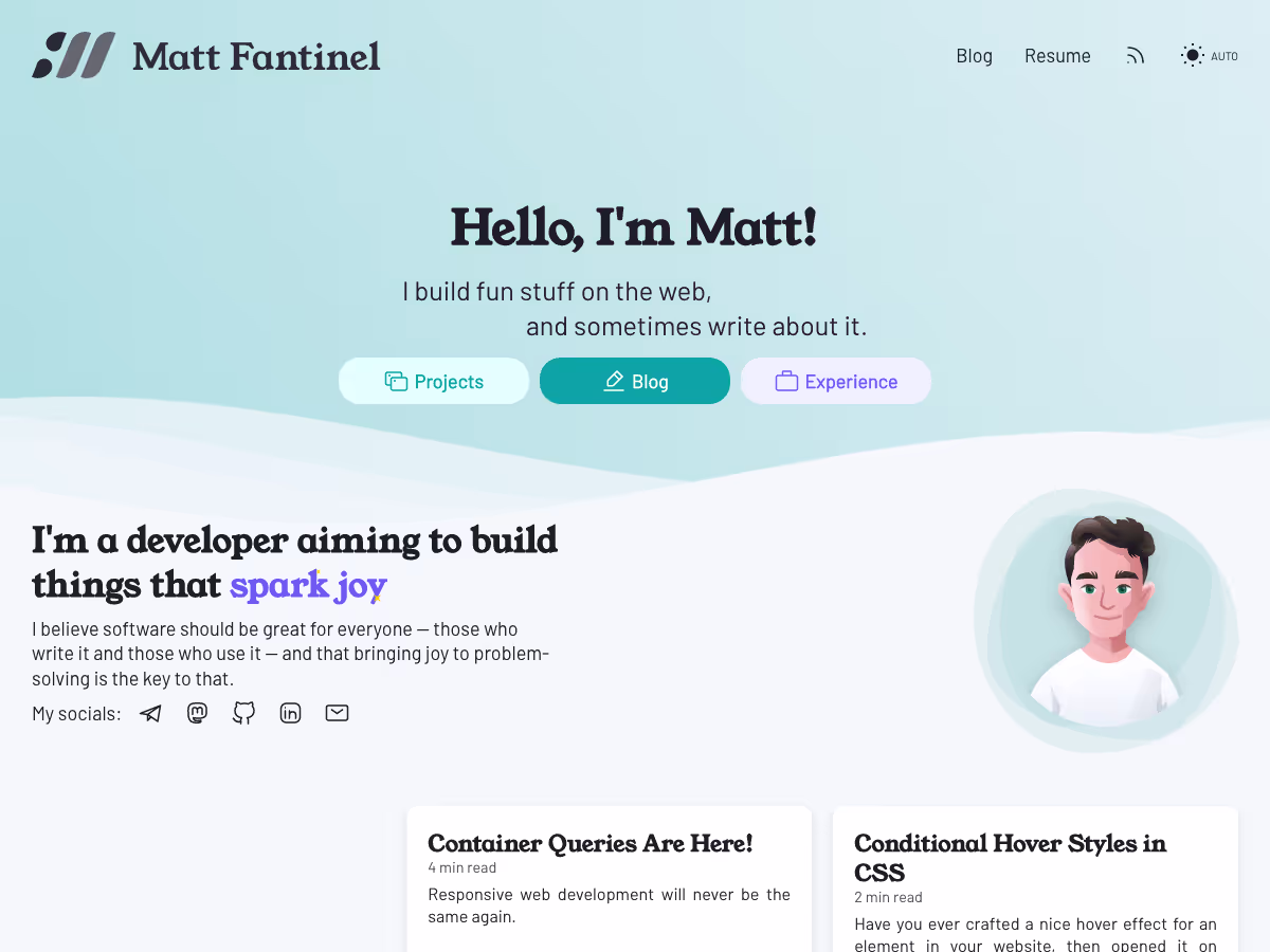 Screenshot of Matt Fantinel