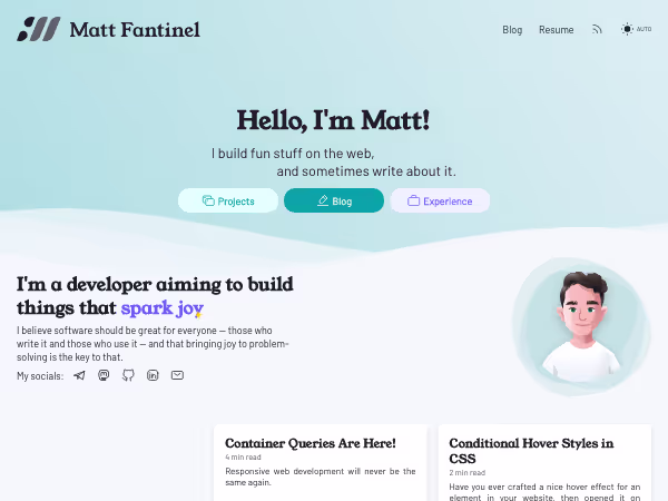 Screenshot of Matt Fantinel