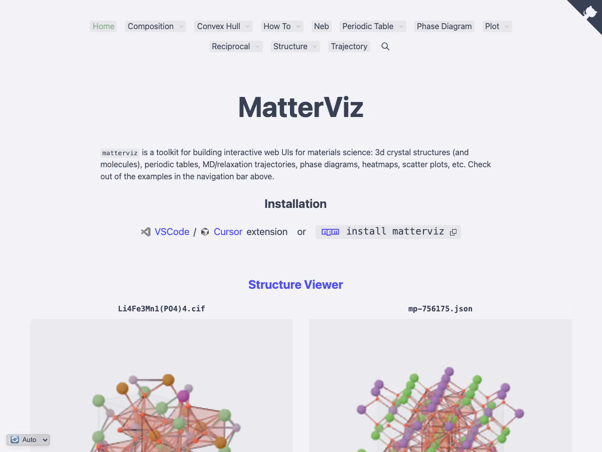 Screenshot of MatterViz