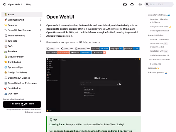 Screenshot of Open WebUI