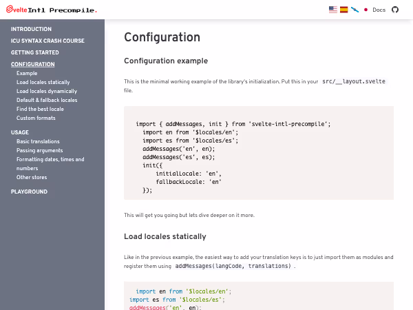 Screenshot of Svelte Intl Precompile