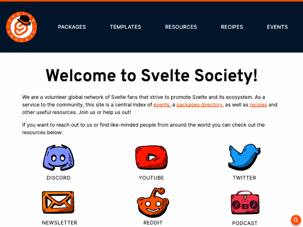 Screenshot of Svelte Society