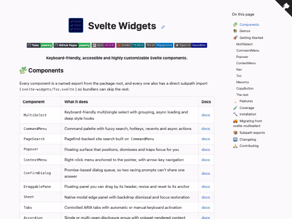 Screenshot of Svelte Widgets