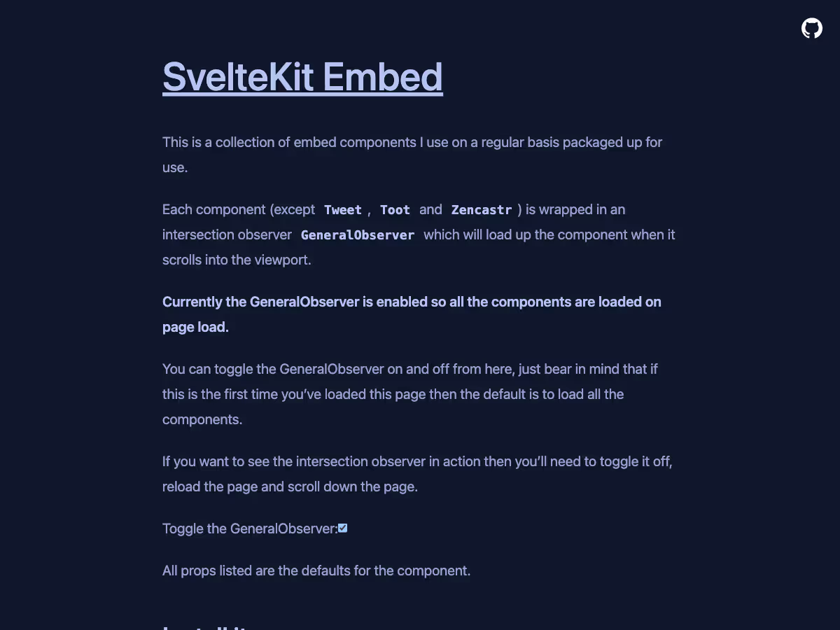 Screenshot of SvelteKit Embed