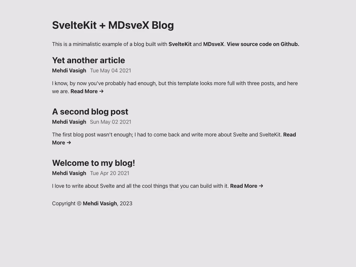 Screenshot of sveltekit-mdsvex-blog