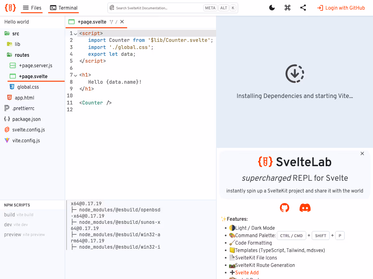 Screenshot of SvelteLab
