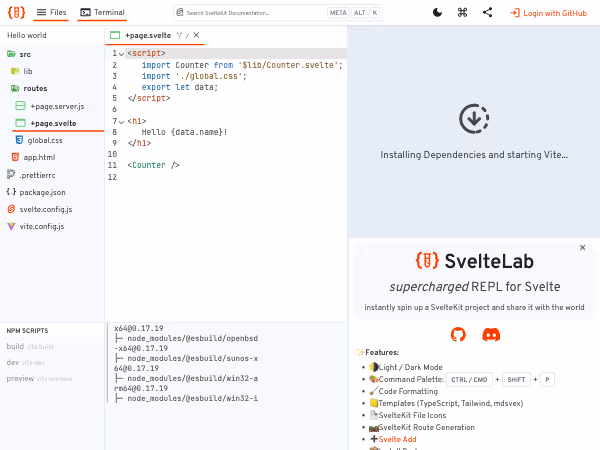 Screenshot of SvelteLab