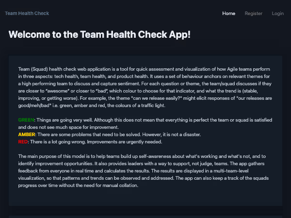 Screenshot of Team Health Check