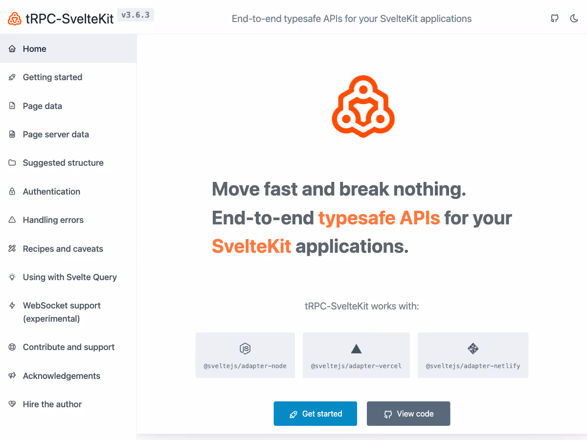 Screenshot of tRPC-SvelteKit