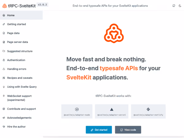 Screenshot of tRPC-SvelteKit